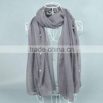 Wholesale Women Fashion Solid Color Cotton Pearl Scarf With Jewelry photo-5