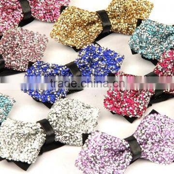 Men Crystal Bead Shinny Wedding Party Rhinestone Bowtie Crystal Bow Tie