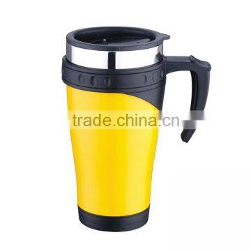 SS double wall 16oz travel mugs with handle
