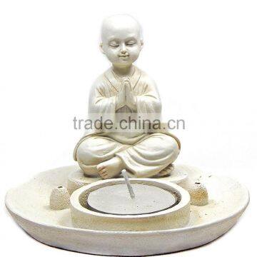 Baby Buddha Incense Burner and Votive T-light Candle Holder Meditation Figurine photo-2