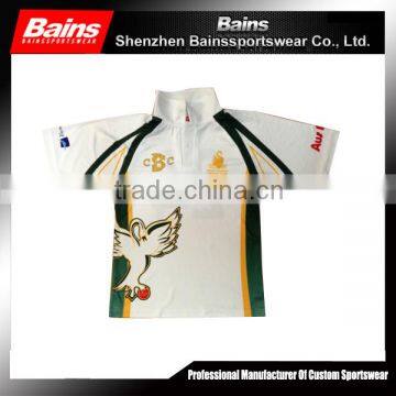 Custom made Sports sublimation cricket shirt/2016 top sale high quality cricket t-shirt pattern