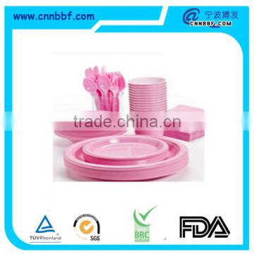 Wholesale plastic pink tableware party dinnerware