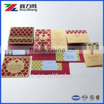 Custom printed Fashion Elegant Pocket folding Wedding Invitation cards ,Greeting Paper Cards ,Pocket fold paper cards
