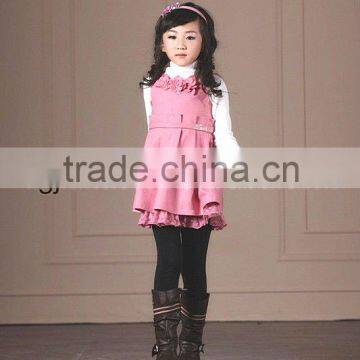 Hot sale! pretty hot drill cute dresses for kids with sleeveless