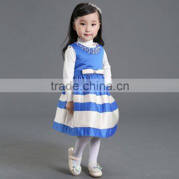 New fashion best-selling short sleeve bead blue dress children wholesale1-12y