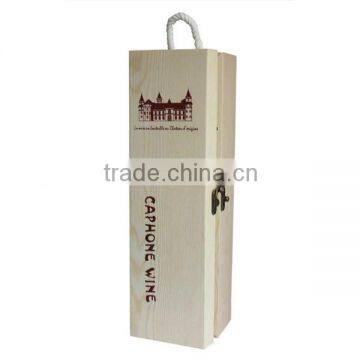 Customized Pine Wood Wine Box with Metal Lock