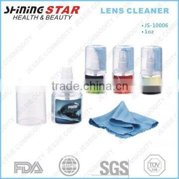 JS-10006 2015 plastic bottle LED lens cleaner spray 30ml with wipes