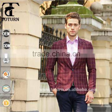 new 2016 High Quality stylish hot fancy wholesale price for small business oem factory mens formal stripe plaid italian blazer