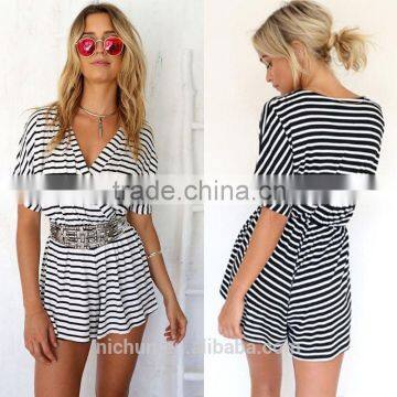 Fashion Women Gorgeous V-neck Stripes Jumpsuit Playsuit Rompers