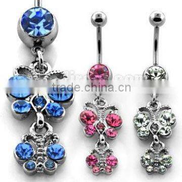 double butterfly navel ring