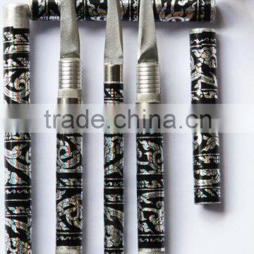 Set of Fruit Carving Knife Handle Carving Stainless Steel,Handmade Thai Style 1 Set Have 3 Pcs. (Black Color)