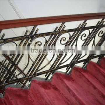 Modern inside timber steel pipe stair handrail