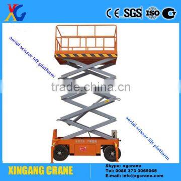 12m height 300kg rated load aerial scissor lift platform/mobile lifting equipment