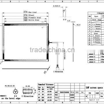 GreenTouch 17inch water-proof SAW touch screen for 17inch lcd monitor