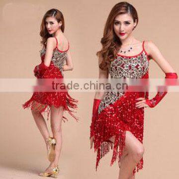 2016 High Quality Sexy Shining Tassel Adult Latin Dance Dress for Women Latin Dance Costumes on Sale