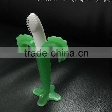 New arrival vegetable shape toothbrush teether, silicone teether for baby training