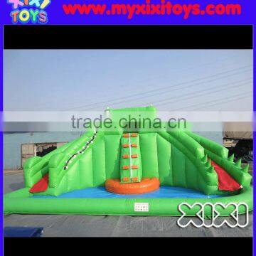 inflatable frog water slide with big pool,inflatable water slide with ball pit pool