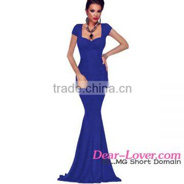 Blue Crisscross Back Tie Maxi Party simple evening dress online shopping