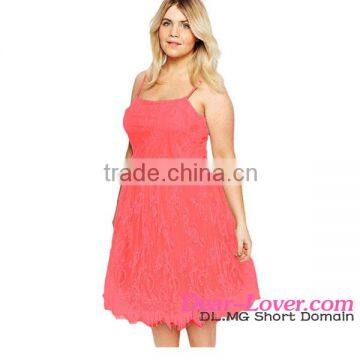 Pink Big Girl Sweet Lace Skater Dress latest dress designs for ladies