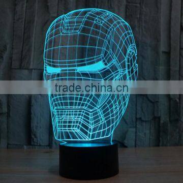 IRON MAN Shape Skull 3d Illusion Lamps Acrylic Indoor USB + Battery Operated Decorative Led Night Light photo-3