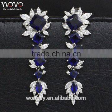 beautiful silver plating clear zircon heart shape luxury flower earring jewlery