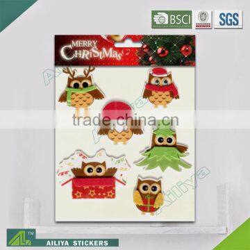 BSCI factory audit self adhesive lovely owl style Eco-friendly decorative removable felt fabric wall sticker