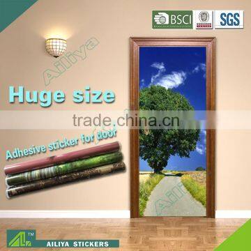 Eco-friendly customized unique decorative waterproof easy peel self adhesive door sticker mural