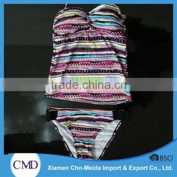 The Striped Print Push-up Ladier Tankini Swimwear
