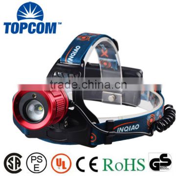 Powerful 3W LED Zoom Rechargeable Headlamp with Laser Pointer