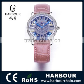 Stone Setting Skeleton Women Watches