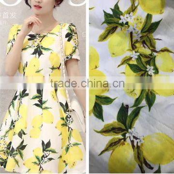 cotton and linen lemon printed dress fabric