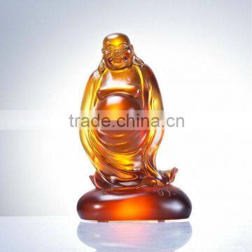 Crystal Liuli Laughing Buddha Sculpture