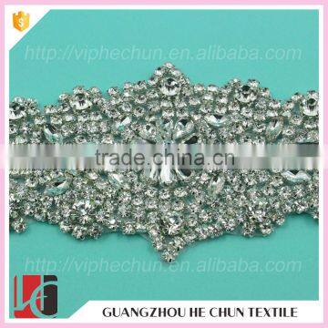HC-3366 Hechun New Fancy Design Sewing Bling Bead Crystal Applique for Bride photo-3