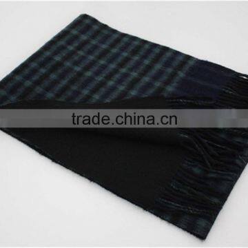 D/Blue Double Sided Plain Wool Scarf With Fringe photo-2