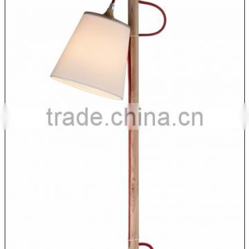 ashtree wood shop table lamp in natural color with tapered off-white fabric shade