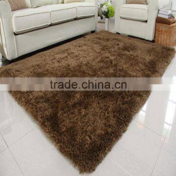 Brown Color Wool And Silk Wool Felt Shaggy Carpet