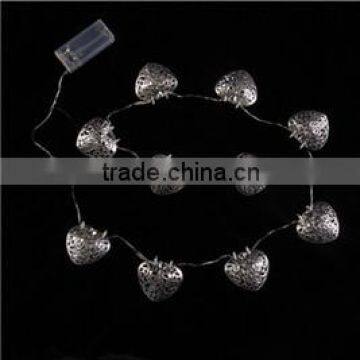 Christmas wedding party decoration indoor and outdoor solar battery led iron heart fairy string light