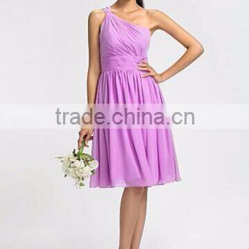 2015 Hot sale One shoulder brilliant light purple Chiffon Elegant Bridesmaid Dress patterns 2015 ( BDAL-5001)