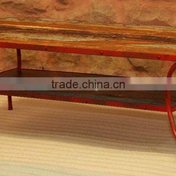 Reclaimed Top Iron Base Coffee Table