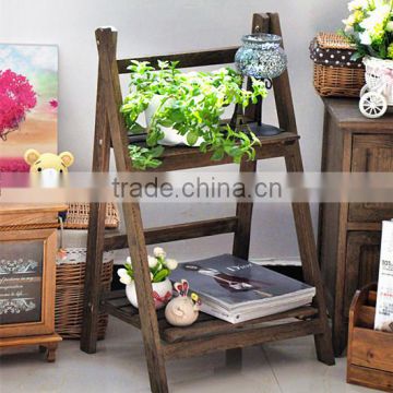 Cloud East factory supply ~ ZAKKA Korean rural style shoe rack balcony frame ~ real wood shelf flower 2 layers