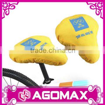 Promotional logo printed yellow waterproof bicycle saddle cover