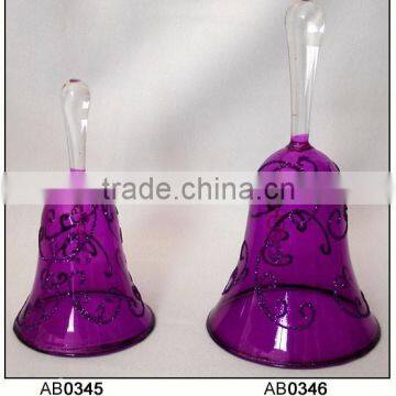 Decorative Purple Hanging Glass Bell with Sliver Pattern