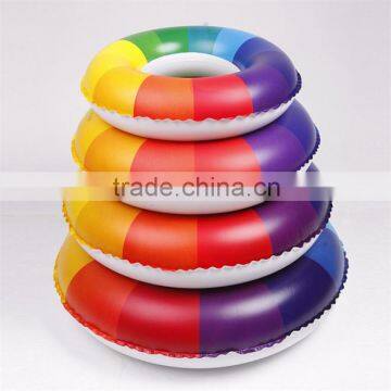 Factory Wholesale Rainbow Color Air Inflatable Swim Ring for Adult and Children Pool Water Floatable Swimming Neck Ring photo-4