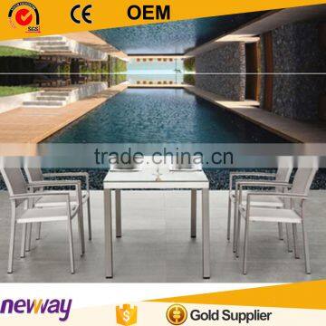 2016 simple hot sale new brushed aluminum white dining set outdoor furntiure