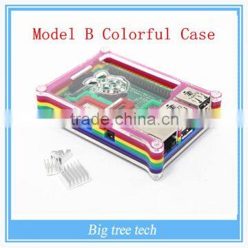 Raspberry Pi 2 Model B Colorful Case Rainbow Cover Transparent Shell Acrylic Enclosure Box Compatible GPIO TF card InterfaceE207