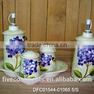 Ceramic porcelain condiment set