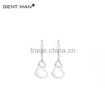 fashion design cubic zirconia white heart earrings