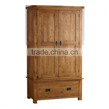 rustic solid oak wood 2 doors wardrobe