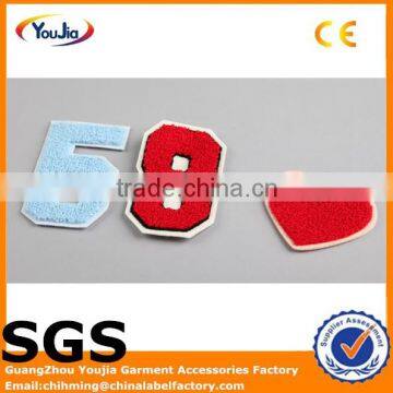 2016 China Factory color Towel embroidered patch in letter and number