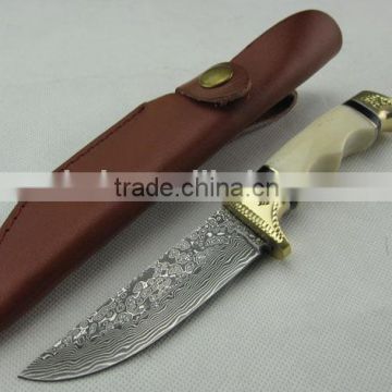 OEM Fixed Blade Knife Type and Camel bone Handle Material damascus hunter knife